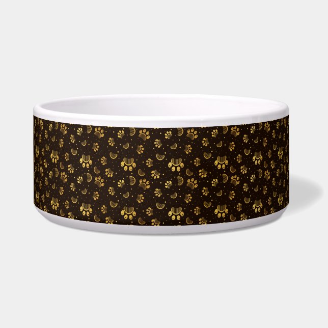 Drucken und Grooming Comb-Muster in Goldfarbe Napf (Links)