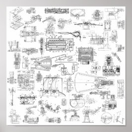 Drucken von geexplodierten Patentdiagrammen Poster