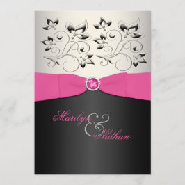 DRUCKENDE RIBBON Rosa, Schwarz, Silberne Hochzeit  Einladung