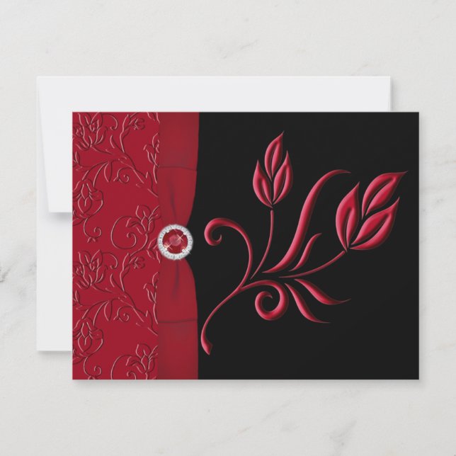 DRUCKER RIBBON Ruby Red, Black RSVP Card (Vorderseite)