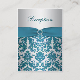 DRUCKER RIBBON-Silber, Aquamarine Damask-Verschlus Begleitkarte