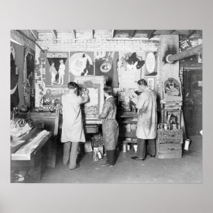 Druckerei, 1921. Vintage-Foto Poster