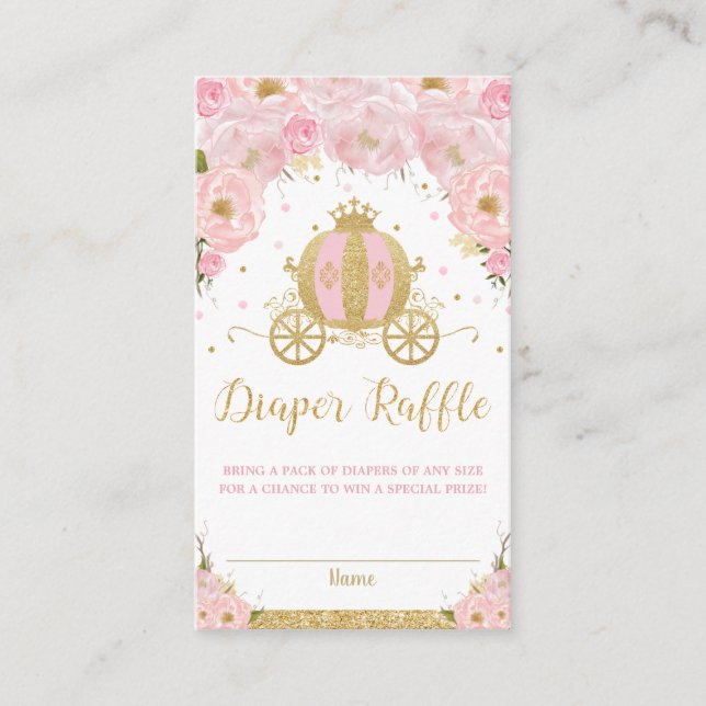 Druckess Carriage Blush Pink Floral Diaper Raffel Begleitkarte (Vorderseite)