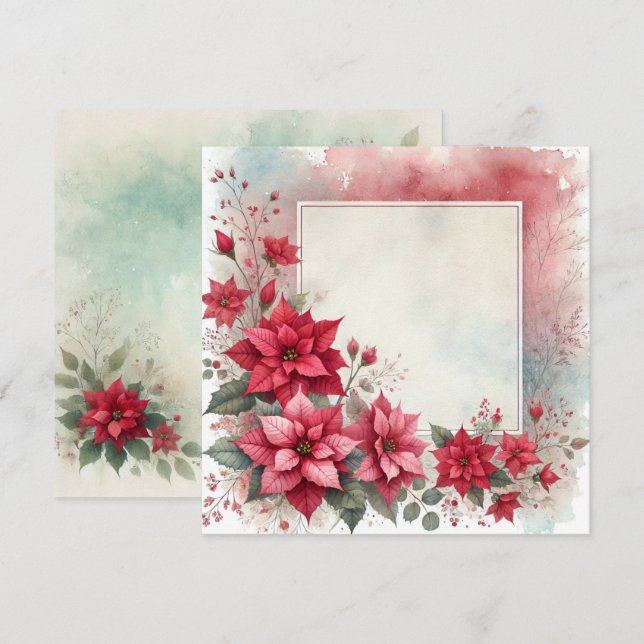 Druckfarben-Poinsettia-Bilderbuch Einladung (Vorne/Hinten)