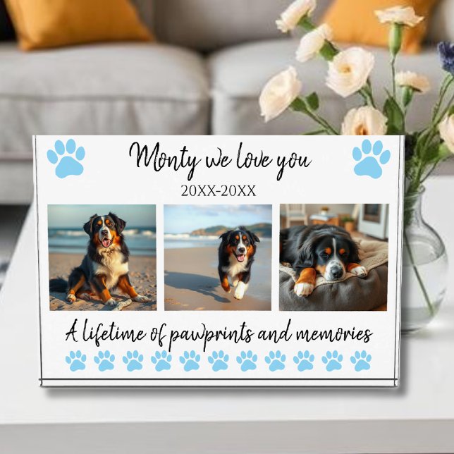 Druckfarben und Erinnerungen nach Kundenwunsch - F Fotoblock (Paw Prints & Memories-Custom Pet- Photo Block light blue)