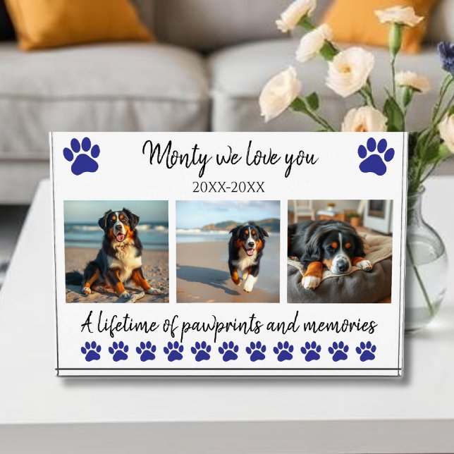 Druckfarben und Erinnerungen nach Kundenwunsch - F Fotoblock (Paw Prints & Memories-Custom Pet- Photo Block-dark blue)