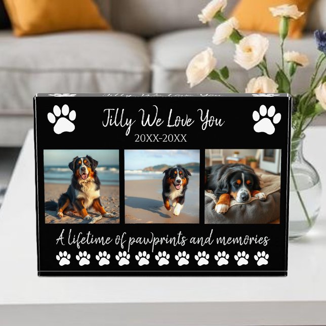 Druckfarben und Erinnerungen nach Kundenwunsch - Fotoblock (Paw Prints & Memories-Custom Pet- Photo Block-Black and White)
