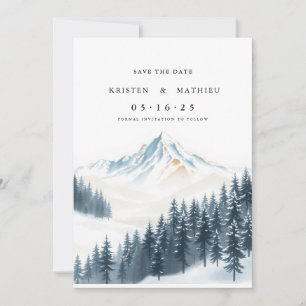 Druckgebirge mit Wasserfarbe Save The Date