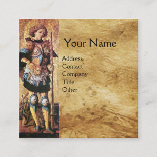 DRUCKGEORGE UND DRAGON Brown-Pergament-Monogramm Quadratische Visitenkarte