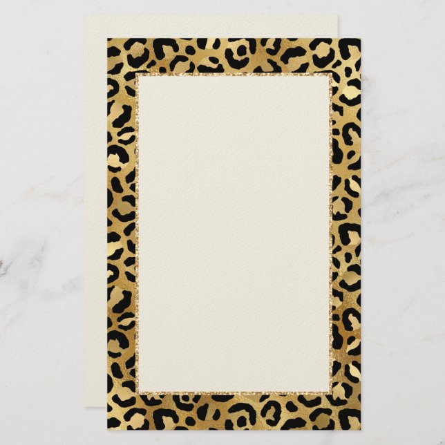 Druckgeschirr aus Wild & Exotic Leopard Briefpapier (Vorne/Hinten)