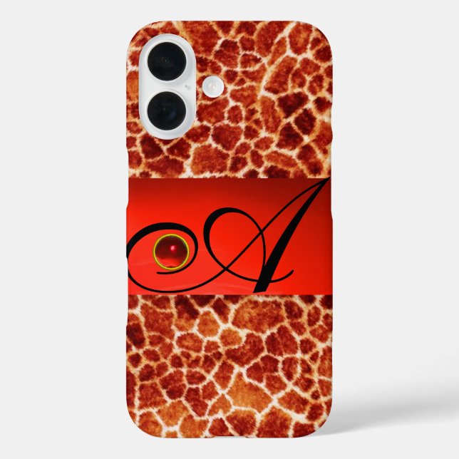 DRUCKGIRAFFE-HAUT-ROTE RUBY GEMSTONE-MONOGRAMM, TITLE_SEO2 (Rückseite)