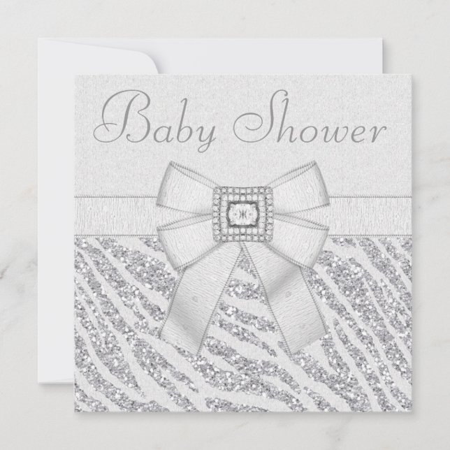DruckGlitzerzebra-Druck u. Bling Baby-Dusche Einladung (Vorderseite)