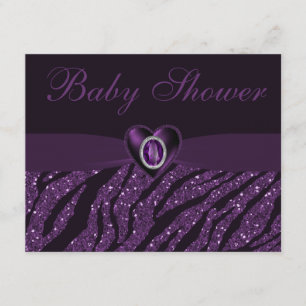 Druckjuwel-Herz u. Zebra-Glitzer-Baby-Dusche Einladung