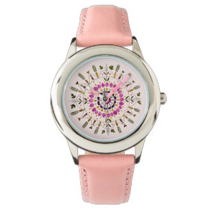 Druckkunst mit Blumen von S. Frigui vom Original Armbanduhr
