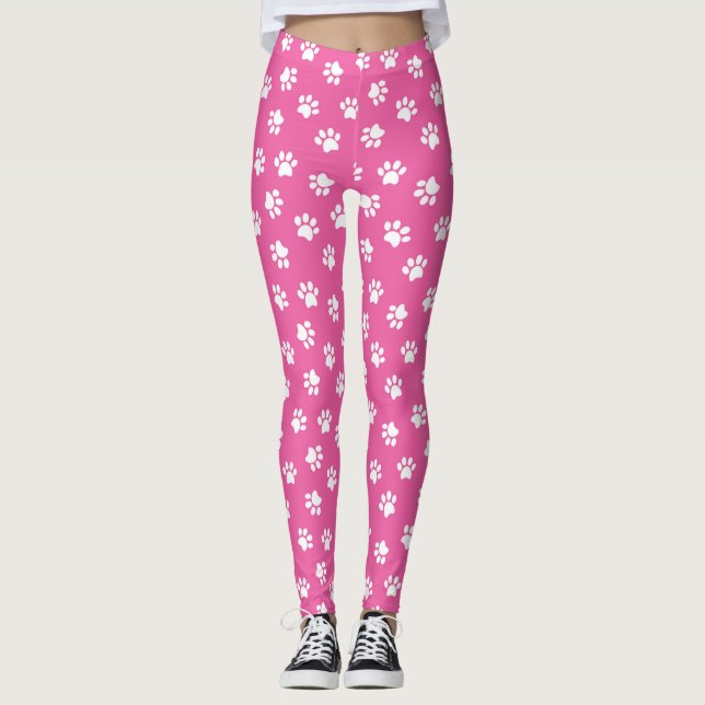 Druckleder in Rosa und Weiß Leggings (Vorderseite)