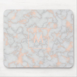 Druckmarmor-und Rosen-Goldmonogramm Mousepad