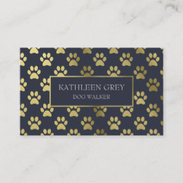 Druckmuster aus Gold und Navy Paw | Dog Walker Visitenkarte