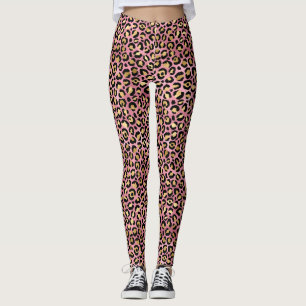Druckmuster aus rosa und goldenem Leopard Leggings
