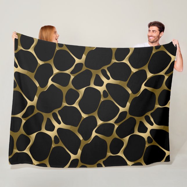 Druckmuster aus schwarzem und goldenem Leopard Fleecedecke (Beispiel)