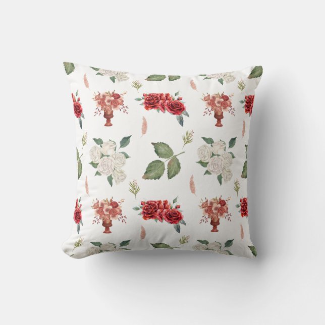Druckmuster für Aquarellfarben-Rose Kissen (Vorderseite)