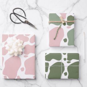 Druckmuster für die Wiedergabe von rosa und schwar Geschenkpapier Set
