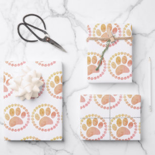 Druckmuster für gestörte Paw- und Round-Frame-Hund Geschenkpapier Set