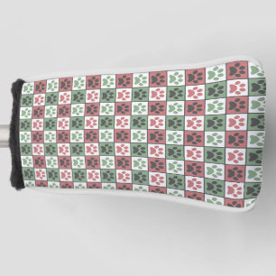 Druckmuster für rote und grüne, karierte Hunde Golf Headcover