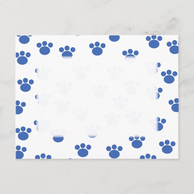 Druckmuster für Tierpaw. Blau und Weiß. Postkarte (Vorderseite)