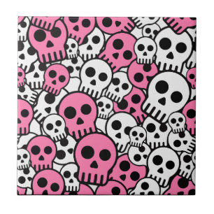 Druckmuster im gotischen Stil mit Totenkopf in Ros Fliese