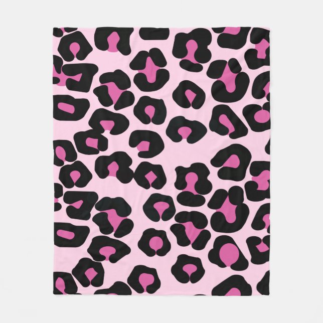 Druckmuster in Rosa und Schwarz-Leopard Fleecedecke (Vorderseite)