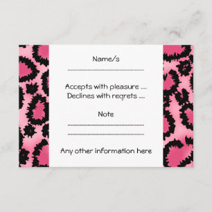 Druckmuster in Rosa und Schwarz Leopard. RSVP Karte