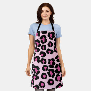 Druckmuster in Rosa und Schwarz-Leopard Schürze