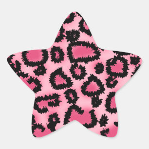 Druckmuster in Rosa und Schwarz Leopard. Stern-Aufkleber