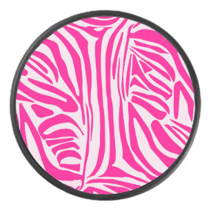 Druckmuster mit rosa Zebrastreifen Eishockey Puck