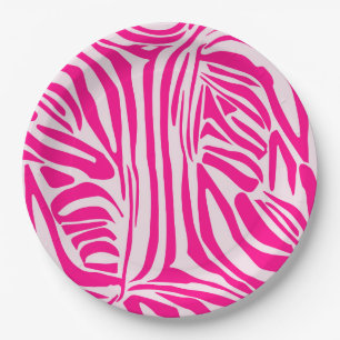 Druckmuster mit rosa Zebrastreifen Pappteller