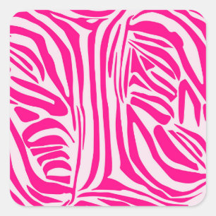 Druckmuster mit rosa Zebrastreifen Quadratischer Aufkleber