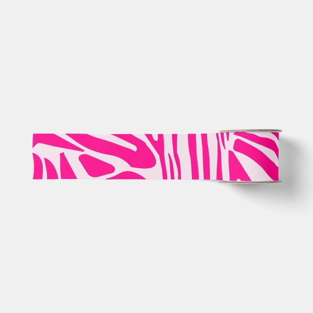Druckmuster mit rosa Zebrastreifen Ripsband (Vorderseite)
