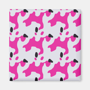 Druckmuster Rosa und Schwarz Kuh Magnet