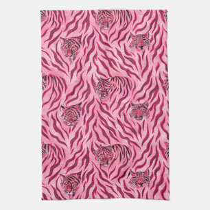 Druckmuster Rosa und Schwarz Tiger Geschirrtuch