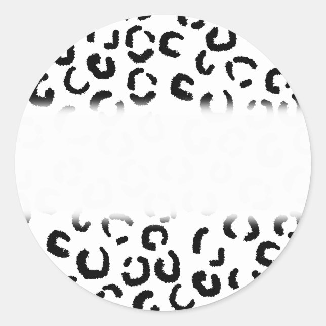 Druckmuster Schwarz/Weiß Leopard. Runder Aufkleber (Vorderseite)