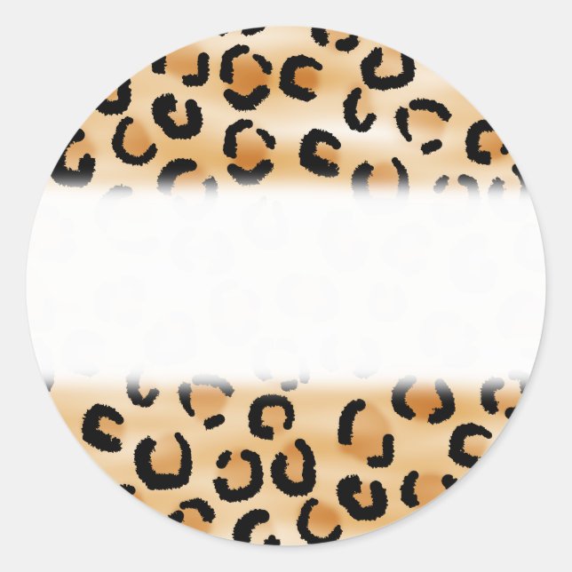 Druckmuster Tan, Schwarz und Braun Leopard. Runder Aufkleber (Vorderseite)