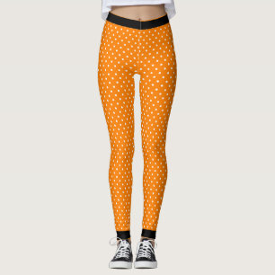 DRUCKORANGE POLKA HUNDE LEGGINGS MIT SCHWARZ