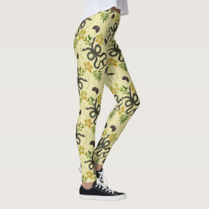 Druckschlange und Blume Leggings