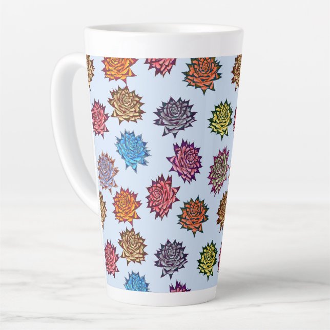 Druckspikes Rose, modernes Blumenmuster Milchtasse (Linke Ecke)