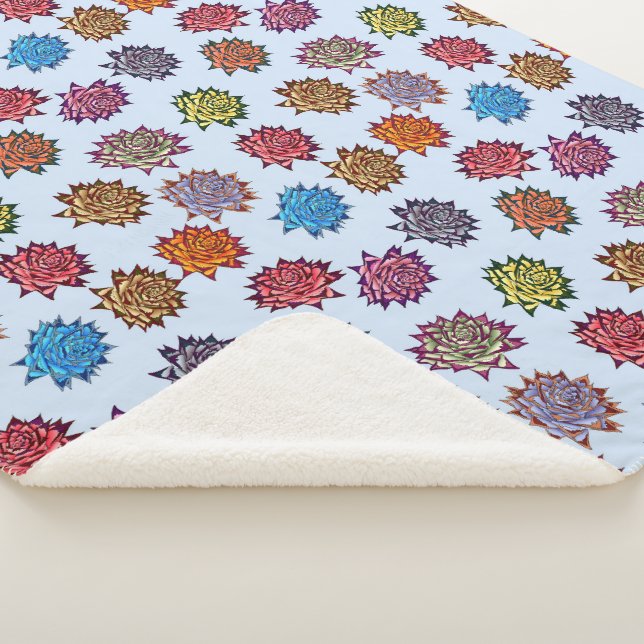 Druckspikes Rose, modernes Blumenmuster Sherpadecke (3/4)