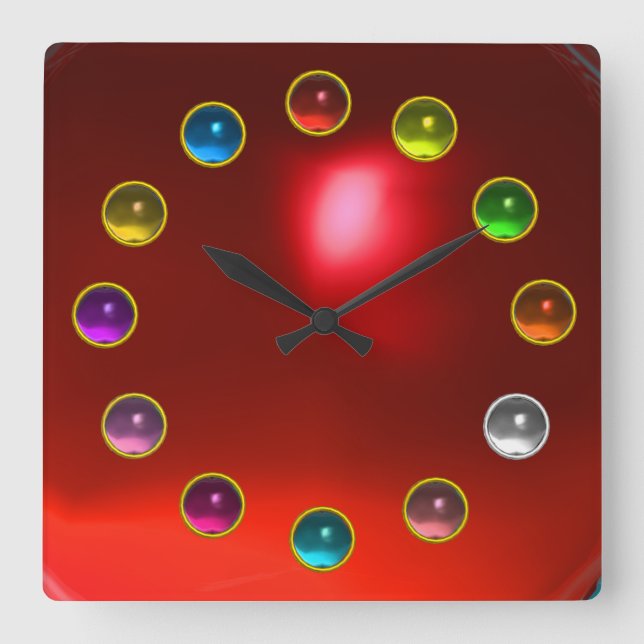 DRUCKTE 3D-FARBEN GEMSTONS QUADRATISCHE WANDUHR (Vorderseite)