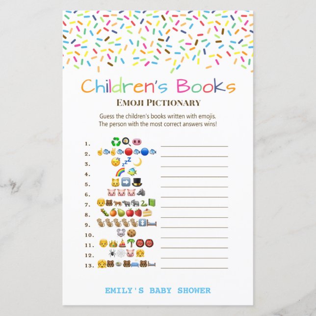 DRUCKTE Eiscreme Sprinkle Baby Showspiel (Vorderseite)