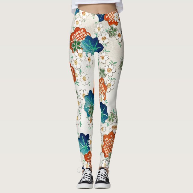 DRUCKTE LEGGINGS JAPANISCHE MUSTER-BLUME (Vorderseite)