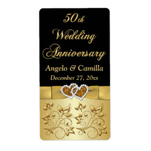 DRUCKTE RIBBON 50. Hochzeitstag Weinetikett