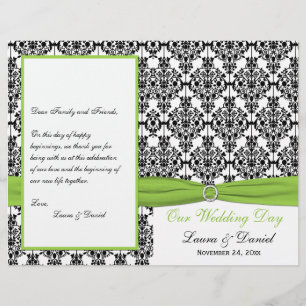 DRUCKTE RIBBON Chartreuse, Black Wedding Program